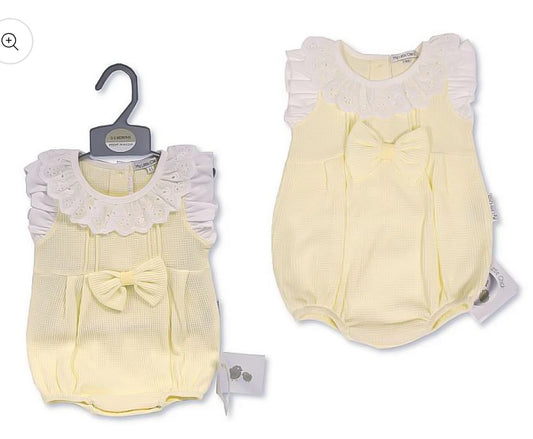 My Little Chick Lemon Girls Romper With Lace And Bow