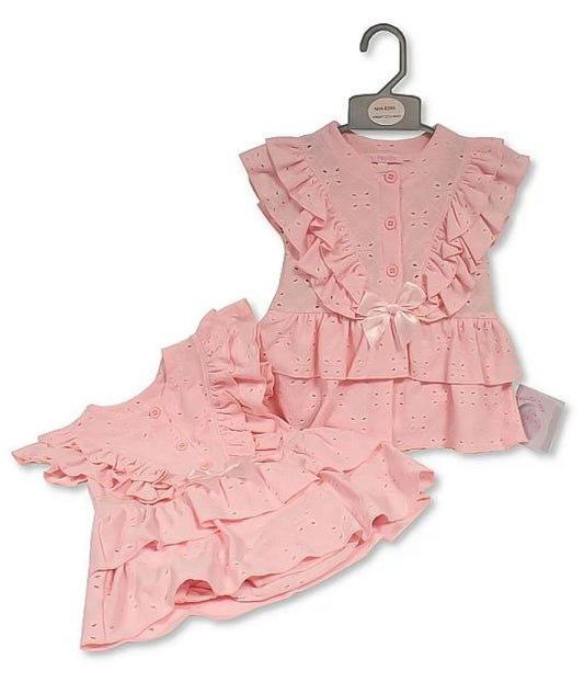 My Little Chick Girls Pink Romper Dress With Bow
